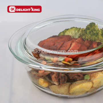 Cazuela de vidrio con calcomanía personalizada con tapa de plato de vidrio